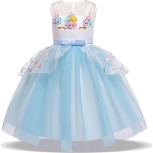 2021 Baby Star Unicorn Party Dress Kids Dresses For Girls Children Princess Tutu Dress Girl Birthday Party Cosplay Dress 10 Year
