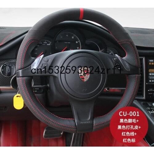 DIY Sew Customized Car Steering Wheel Cover For Porsche Cayenne Panamera 911 Boxster Macan Car Accessories