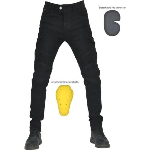 Black tooling multi-pocket motorcycle jeans mens outdoor motorcycle stretch anti-fall riding pants