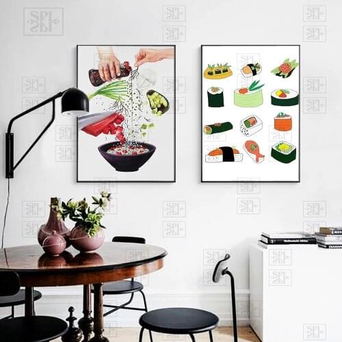 Hd Print Sushi Canvas Paintings Home Decoration Nordic Style Wall Art Modular Pictures Modern Food Posters for Restaurant