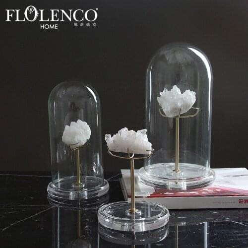 Creative light luxury modern simple fashion natural crystal glass cover model room furniture exhibition hall home decoration