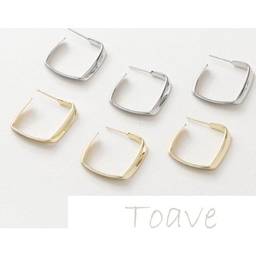 Gold-clad square C-shaped earrings earrings diy simple handmade material accessories