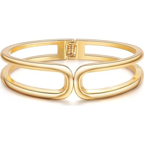 ORNAPEADIA Hot Summer Popular Gold-plated Jewelry OL Minimalist Style Bracelet for Women Big Line Openwork Spring Bracelet