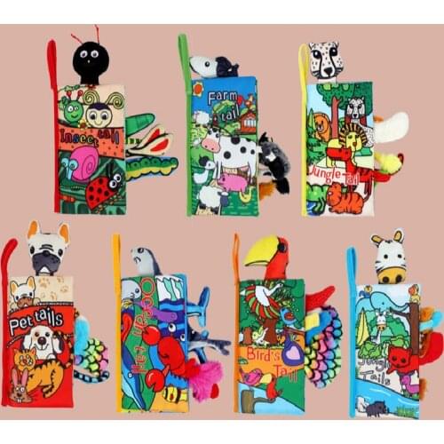 2021 new Kidsbooks Baby Early Learning Tearing Tail Cloth Book Parent-child Interactive Sound Paper Puzzle Cloth Book Toy