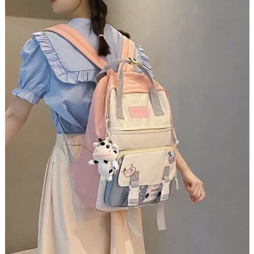 New Korean Style Kawaii Backpacks Women Sweet Candy Pink School Bags for Teenager Girls Bookbag Cute Student Travel Shoulder Bag