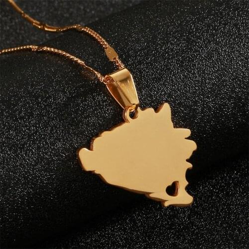 Stainless Steel Bosnia and Herzegovina Map Pendant Necklaces Bosnian Maps Chain Jewelry