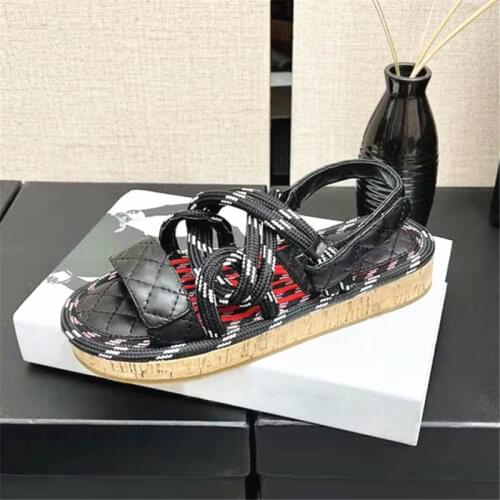 Brand Design Women Sandals Fashion Summer Shoes Woman Flat Sandals Shoes Hemp Rope Lace Up Gladiator Sandals Beach Chaussure