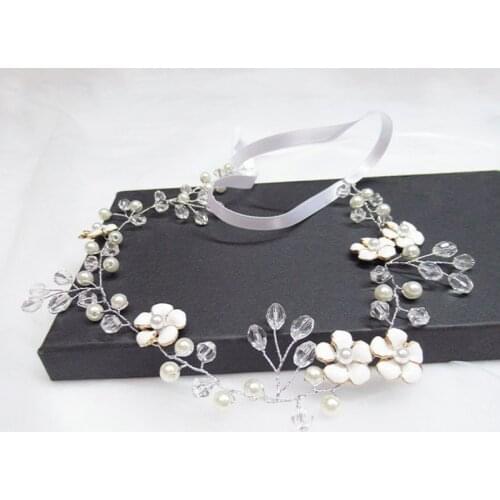 Wedding Bride Pearl Hair Accessories Fashion Rhinestones Headdress Bridesmaid Headband Floral Mujer Hair Jewelry For Women