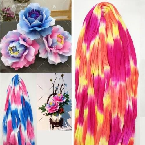 Vertical dyeing gradient Three color rainbow Mesh Flower nylon Silk flower DIY Handmade flowers lily material 20pcs/lot