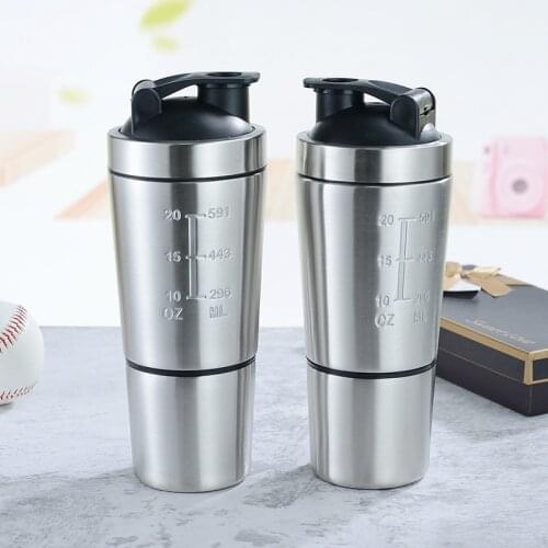Yooap 600ML single layer 304 stainless steel shake cup fitness protein powder mixing shaker non-insulation cup