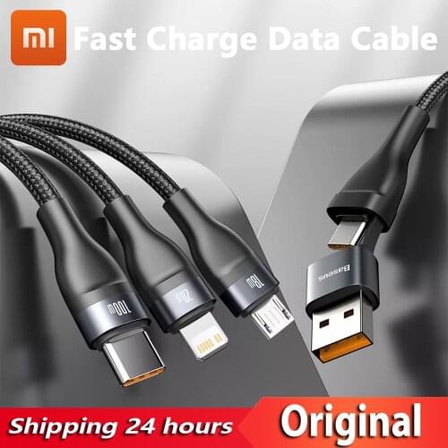 YOUPIN Baseus Flash Series Fast Charging Data Cable Dual Head Full Adaptation PD Micro USB Type-C Cable Suitable for Android iOS
