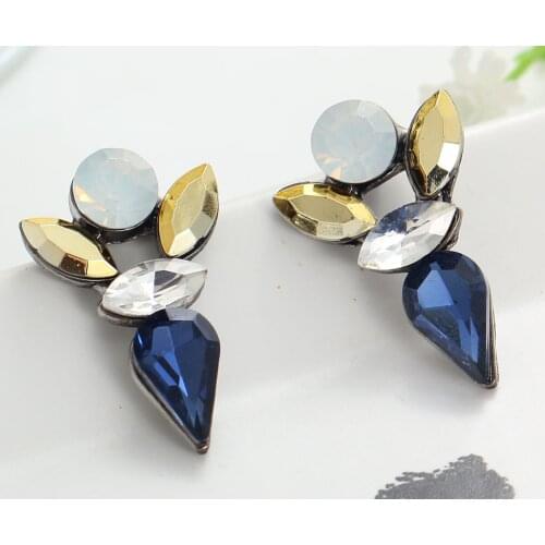 YaYi Jewelry Fashion BOHO Multicolor Glass Crystal Rhinestone Dangle WomenGun Black Plated Wear Ear Band Long Tassel Earrings