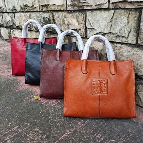 Women Handbag Genuine Leather Handmade Bag,Vintage Top tote Shoulder Bags Handbag Crossbody Bags 2021 Fashine New Style