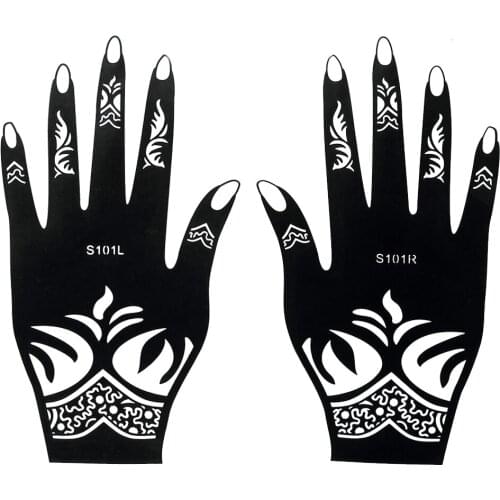 1 Pair Hot Henna Indian Black Waterproof Tattoo Temporary Tattoo for Women Body Hand Art Paint Paste Paper Sticker Stencil S101