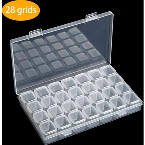 1pcs 28 Grids Plastic Storage Box Diamond Painting Rhinestone Accessories for DIY Craft Embroidery Storage Case