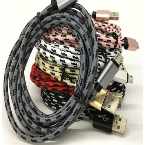 100pcs/lot 3M 10FT v8 braided nylon fabric micro usb data charger cable for samsung s4 s6 s7 edge for LG blackberry