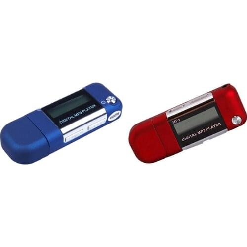 2 Pcs Mp3 Player 4GB U Disk Music Player Supports Replaceable AAA Battery, Recording, Red & Blue