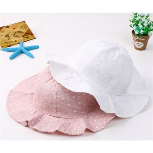 2019 Infant Summer Outdoor Baby Girl Visor Cotton Sun Cap Baby Hat Floral Prints Beach Bucket Hats Headwear Caps Brim Sun Hat