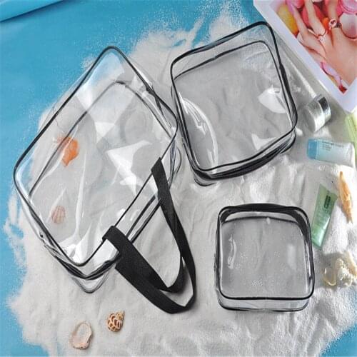 Environmental Protection PVC Transparent Cosmetic Bag Women Travel Make Up Toiletry Bags Makeup Organizer Case