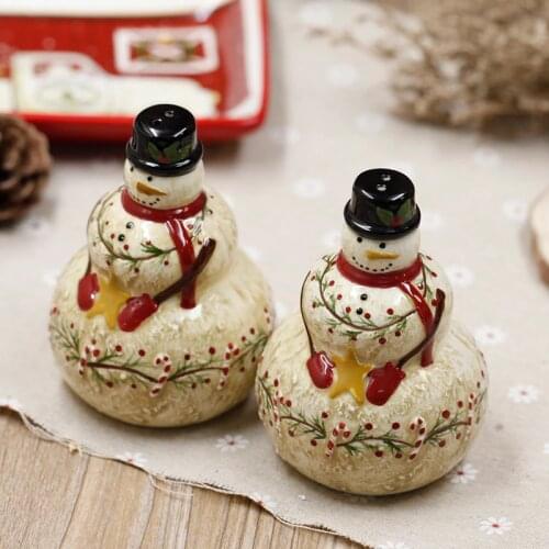 2 PCS Creative ceramic seasoning organizer Salt shaker christmas trees owl snowman Deer Bird shaped Jars for spices organizer
