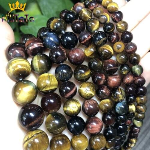 Round Stone Beads Natural Multicolor Tiger Eye Beads For Jewelry Making DIY Bracelet Necklace Accessories 15'' 4/6/8/10/12/14mm