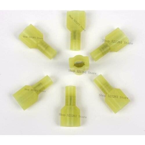 DMWD MDFNY5-250 MDFNY5.5-250 NYLON brass Male Insulated Spade joint Cable Wire Connector 50PCS 4-6mm2 12-10AWG MDFNY