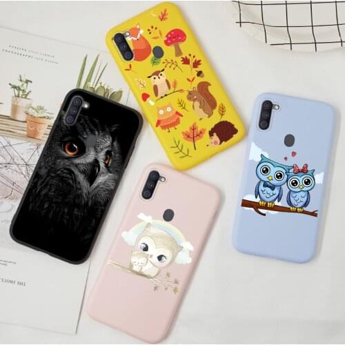 Owl Cute Cartoon Funda For Samsung Galaxy M11 A11 Case Cover TPU Silicone Matte Soft For Samsung A11 Case A 11 M 11 Pink Purple