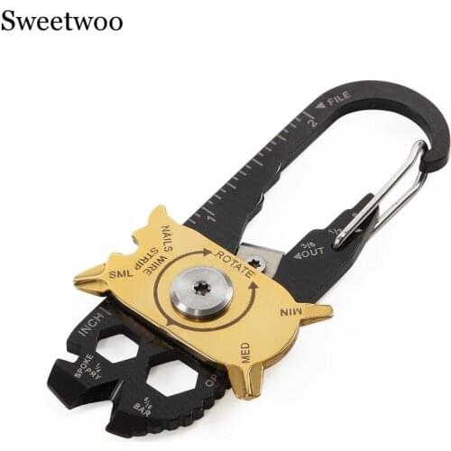 20 In 1 Multifunctional Wrench Kits Outdoor Emergency Survival Pocket EDC Tools Keychain Bottle Opener Nail Puller Screwdriver