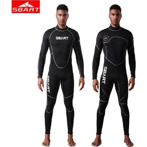 SBART Mens Wetsuits Winter Warm Jumpsuit 3MM Neoprene Nylon Full Body Diving Suit for Men Rash Guard One-Piece Spearfishing Suit