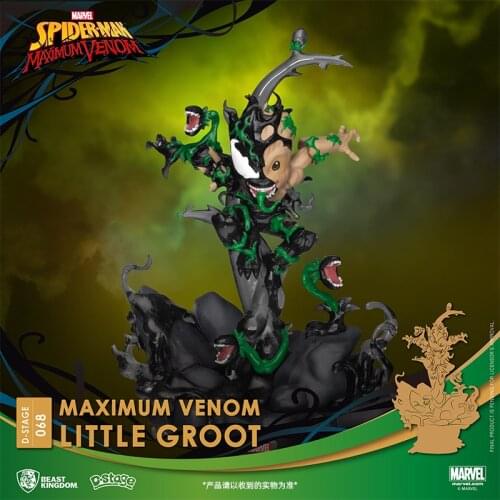 Beast kingdom Marvels Genuine MAXIMUM VENOM LITTLE GROOT Doll Desktop Garage Kits Model Kits Decoration Collection Gift