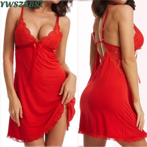 Ladies Sexy Silk Satin Night Dress Sleeveless Nighties V-neck Nightgown Summer Nightdress Lace Sleepwear Nightwear For Women