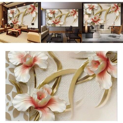 New 3D Large Modern Lily Flower Wall Paper Bedroom Mural Roll Wall Background Home