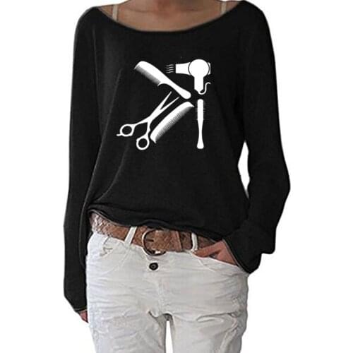 New Art Hair salon Tee Shirt Hairstyle Barber Long Sleeve Funny Autumn Tops Streetwear Tshirt Women Casual Clothes