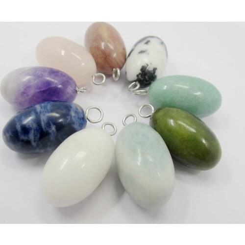 New Arrived!!Natural Mixed Stone Pendant Amethys t Jad e,Aventurine Stone Eggs Pendant 10pcs/lot 18*30mm eggs Pendant