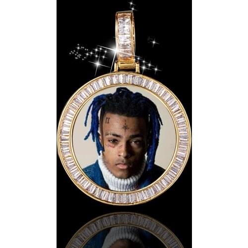 D&Z Custom Made Photo Baguette Stones Necklace & Pendant 4mm Tennis Chain Gold Silver Color Cubic Zircon Mens Hip hop Jewelry