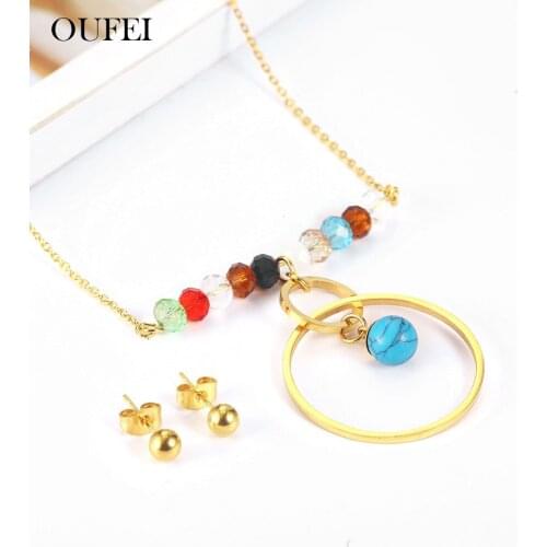 OUFEI Necklace Earrings Set Stainless Steel Jewelry Woman Vogue 2019 Jewelry Sets Jewelry Accessories Bohemian