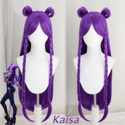 LOL Game Cosplay Wig KDA POP/STAR Kaisa Cosplay Wigs Women Long Straight Purple Wig LOL KDA Kaisa KPOP SKIN Hair