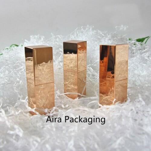 Lip Rouge Subpackage 12.1mm Shiny Rose Gold Empty Lip Balm Tube High Class Lip Balm Bottle Lipstick Shell Package 40pcs/lot