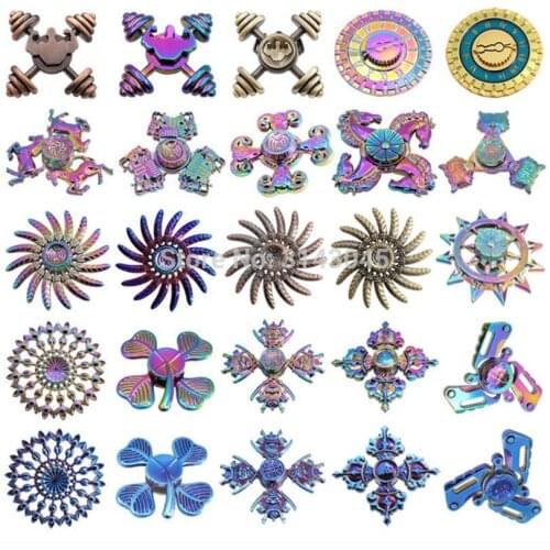 Rainbow Colorful Hercules Horse Aliens Leather Hand Fidget Metal Spinner Anti Stress Toys Christmas Baby Birthday Gifts