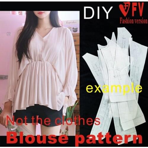 Shirt pattern womens V-neck bat-sleeve blouse cutting drawings 1:1 clothing pattern physical BCY-144