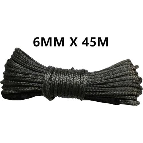 6mm x 45m synthetic winch lines uhmwpe cable plasma rope with sheath car accessories Free Shipping
