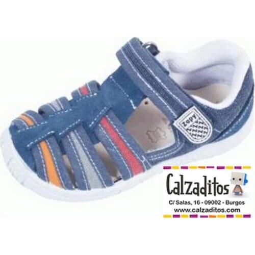 Lonettes Zapy for kids quilted child denim canvas sandals with velcro