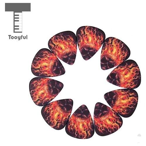 Tooyful High Quality 10Pcs Flame Celluloid Guitar Picks Plectrum 0.72mm for Electric Acoustic Guitar Lover Necessary Accessories
