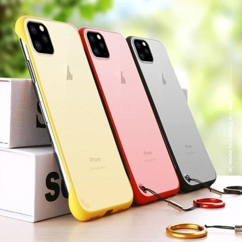 Ultra-thin Borderless Phone Case For iPhone 11 Pro Max X XR XS MAX Coque Ring Matte Hard PC Cover Case For iPhone 6 6S 7 8 Plus