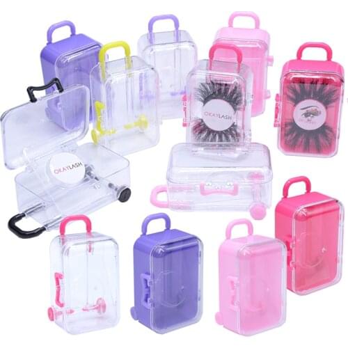 Unique Luxury Luggage Suitcase Eyelash Packaging Box Wholesale Private Label Cute Plastic Clear Lashes Package Case Custom Logo