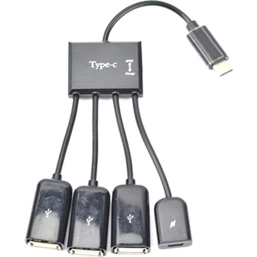 Type-C USB Adapter OTG Cable Hub to 4 USB Port Power Charging Cable Spliter Connector For Samsung Xiaomi Computer Tablet HOT