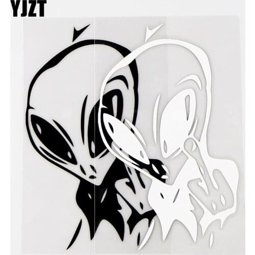 YJZT 8.5×13.9CM Alien Funny Car Body Decor UFO Car Sticker Vinyl Decals Black / Silver 10A-0670