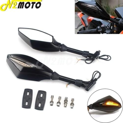 1 Pair Universal Motorcycle LED Turn Signal Left Right Side Mirrors For Harley Honda Kawasaki Suzuki Chopper Cruiser Dirt Bikes