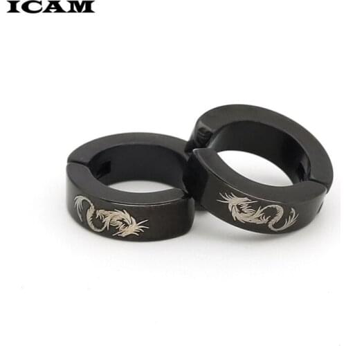 ICAM 1pair Anti-allergic titanium steel earring punk rock Stud Earrings Men Fashion Jewelry women circle round stud earrings