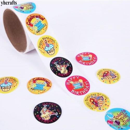 1 Roll(100PCS)/LOT.Funny birthday cake candle paper stickers Gifts Activity crafts School reward label Classic toy Party decal